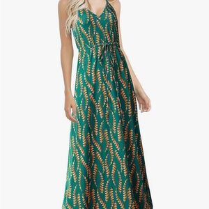 NWOT HUSKARY Women’s V Neck Spaghetti Strap Pockets Maxi Dress, Small